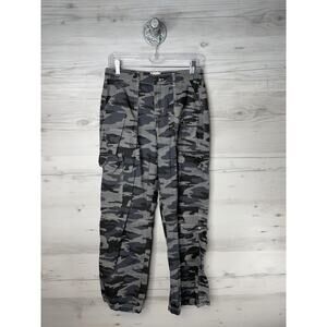 If It Were Me Cargo Pants Womens Small Gray Camo Utility Pockets Elastic Waist